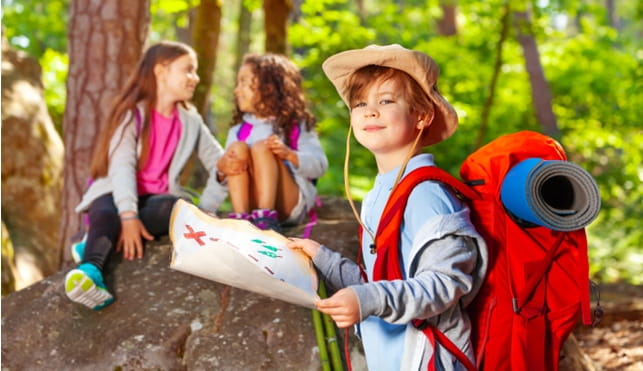 Group of kids on a treasure hunt